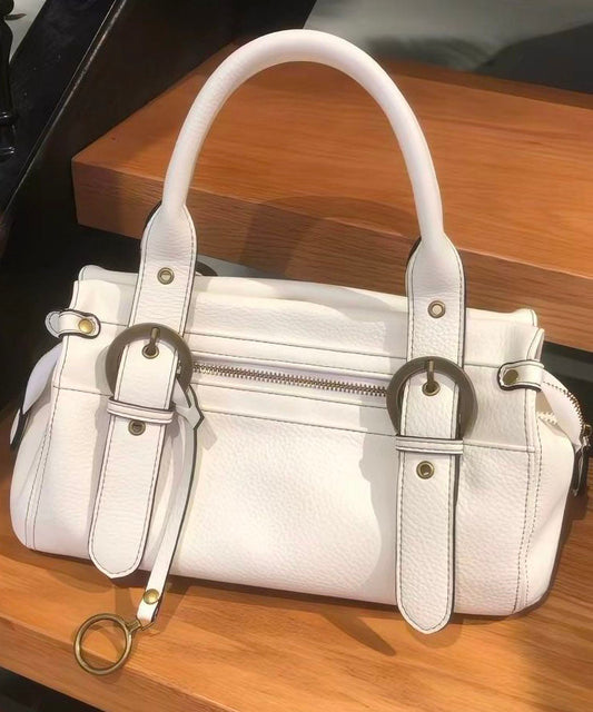 Casual Versatile White Faux Leather Tote Bag