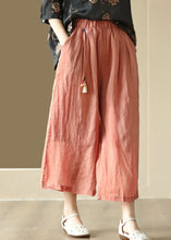 Load image into Gallery viewer, Casual Vintage Orange Tasseled Elastic Waist Linen Wide Leg Pants Summer