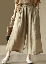 Load image into Gallery viewer, Casual Vintage Orange Tasseled Elastic Waist Linen Wide Leg Pants Summer
