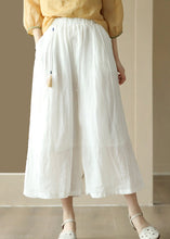 Load image into Gallery viewer, Casual Vintage Orange Tasseled Elastic Waist Linen Wide Leg Pants Summer