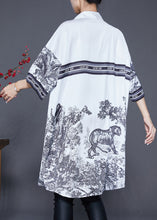 Load image into Gallery viewer, Casual White Oversized Print Ice Silk Shirt Dress Summer