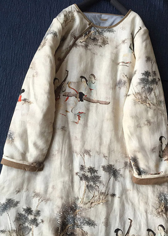 Casual White Patchwork Maxi Parka Winter