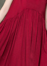 Load image into Gallery viewer, Casual Wine Red O-Neck Wrinkled Long Dresses Sleeveless
