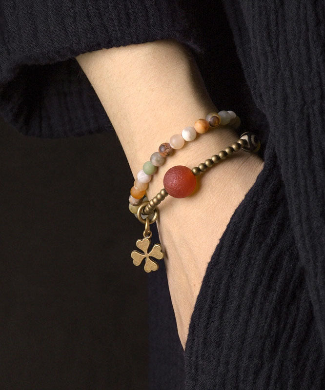 Casual Yellow Copper Agate Beading Unisex Charm Bracelet