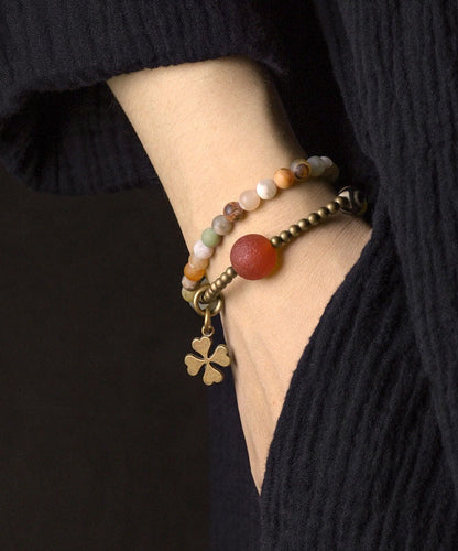 Casual Yellow Copper Agate Beading Unisex Charm Bracelet