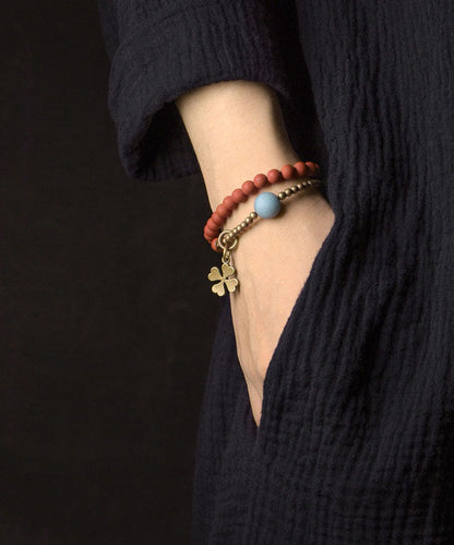 Casual Yellow Copper Agate Beading Unisex Charm Bracelet