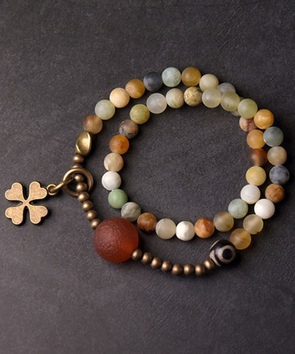 Casual Yellow Copper Agate Beading Unisex Charm Bracelet
