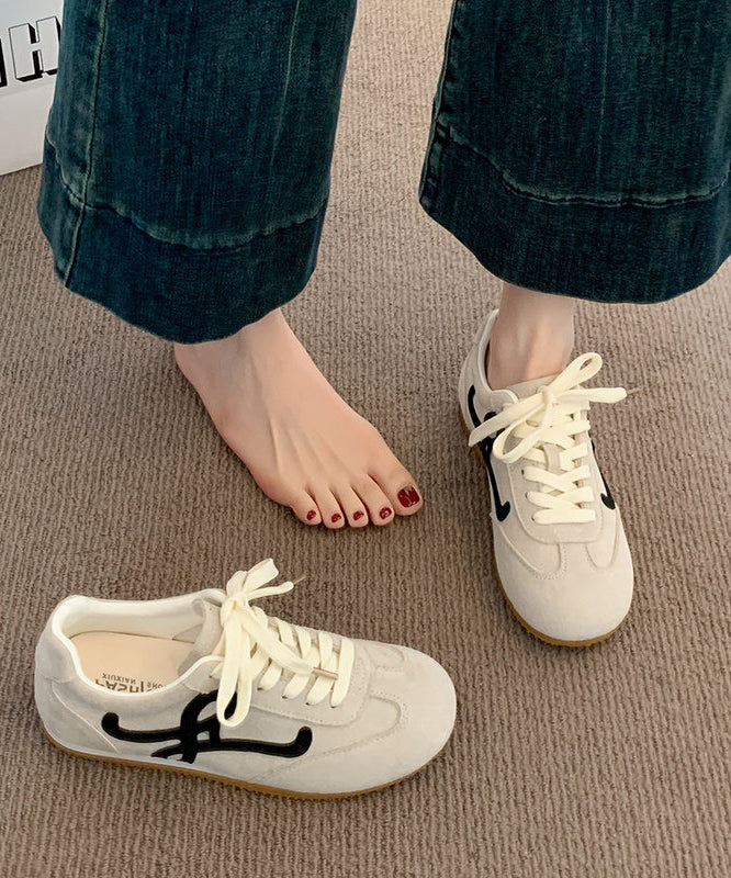 Casual Yellow Lace Up Splicing Suede Flat Feet Shoes