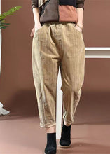 Load image into Gallery viewer, Casual Yellow Pockets Elastic Waist Corduroy Pants Spring