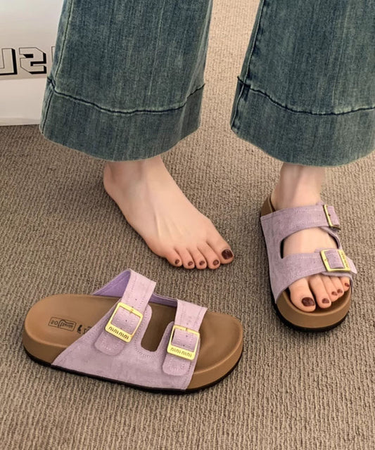 Casual Yellow Suede Splicing Slide Sandals Peep Toe