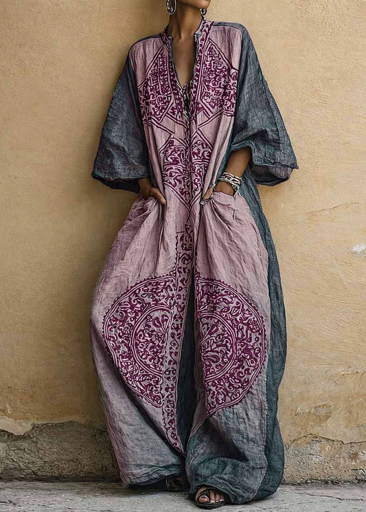 Casual Yellow V Neck Print Pockets Jumpsuits Summer