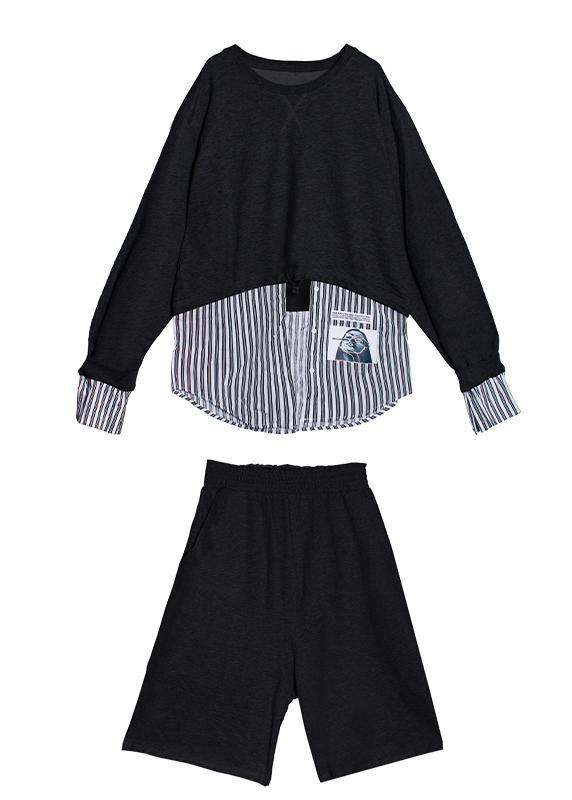 Casual fashion light gray suit new female early autumn temperament sweater five-point pants two-piece suit - SooLinen