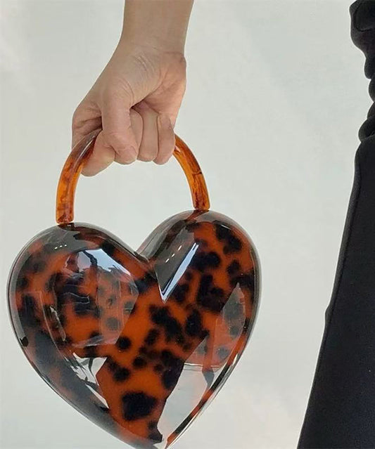 Chic Acrylic Tortoiseshell Heart Shape Tote