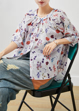 Load image into Gallery viewer, Chic Beige O-Neck Print Linen Shirt Half Sleeve
