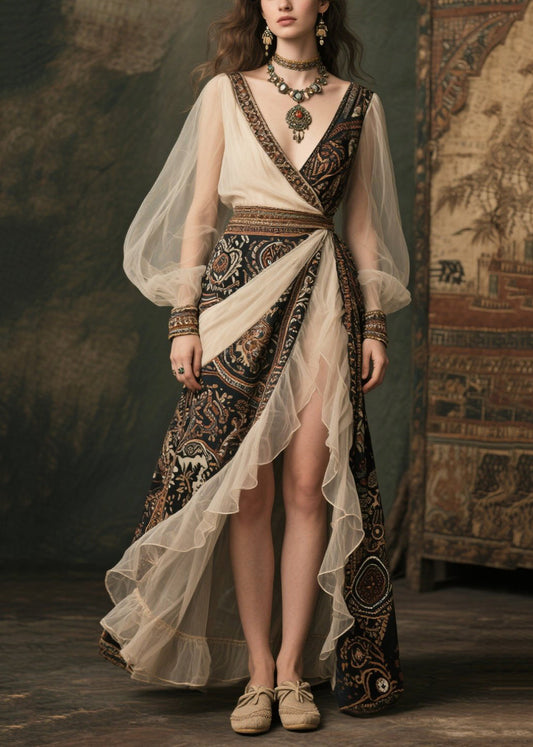 Chic Black Asymmetrical Patchwork Chiffon Evening Dress Summer