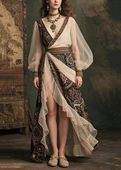 Chic Black Asymmetrical Patchwork Chiffon Evening Dress Summer