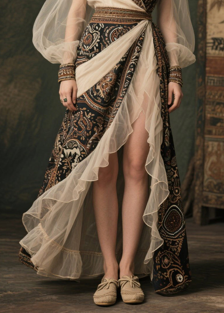 Chic Black Asymmetrical Patchwork Chiffon Evening Dress Summer