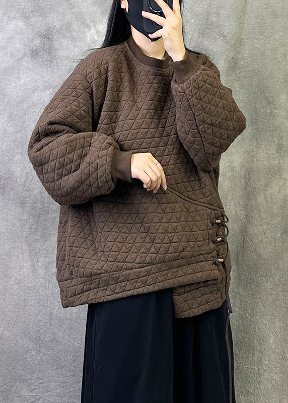 Chic Black Asymmetrical Patchwork Fine Cotton Filled Jacket Fall