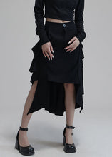 Load image into Gallery viewer, Chic Black Asymmetrical Pockets High Waist Cotton Skirts Spring