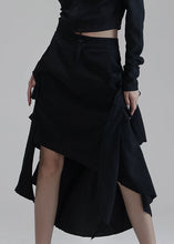 Load image into Gallery viewer, Chic Black Asymmetrical Pockets High Waist Cotton Skirts Spring