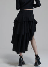 Load image into Gallery viewer, Chic Black Asymmetrical Pockets High Waist Cotton Skirts Spring