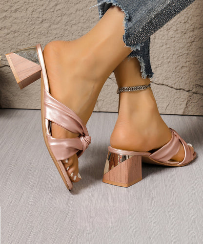 Chic Black Faux Leather Splicing Slide Sandals Peep Toe