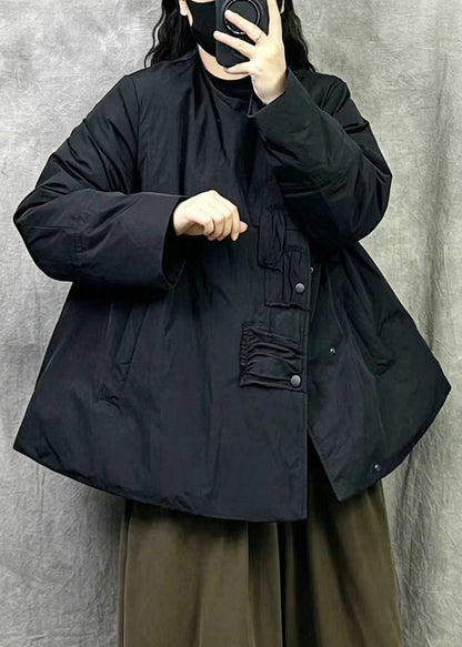 Chic Black Oversized Duck Down Winter A Line Coats