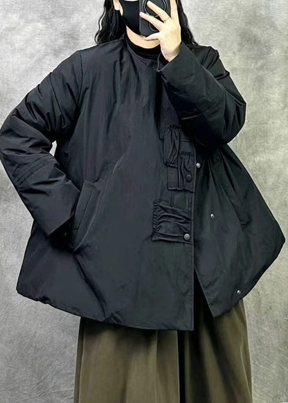 Chic Black Oversized Duck Down Winter A Line Coats