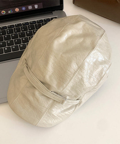 Chic Black Patchwork Faux Leather Breton Hat