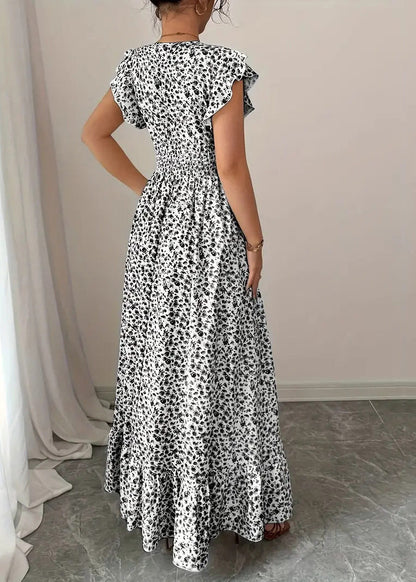 Chic Black Print Exra Large Hem Cotton Long Dresses Summer