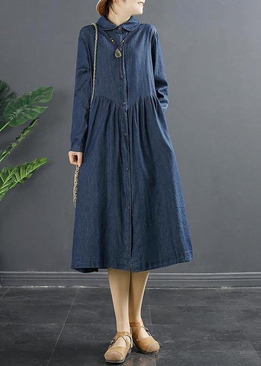 Chic Black Tunics For Women Lapel Patchwork Dresses - SooLinen