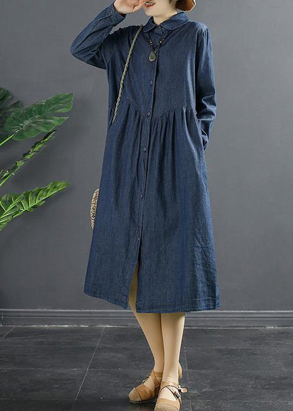 Chic Black Tunics For Women Lapel Patchwork Dresses - SooLinen