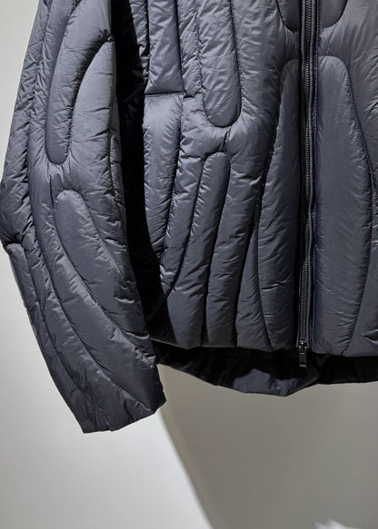 Chic Black Zip Up Pockets Duck Down Down Hooded Coat Winter