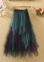 Load image into Gallery viewer, Chic Blue Asymmetrical Elastic Waist Patchwork Tulle Skirts Summer