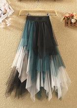 Load image into Gallery viewer, Chic Blue Asymmetrical Elastic Waist Patchwork Tulle Skirts Summer