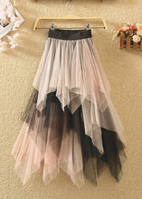 Load image into Gallery viewer, Chic Blue Asymmetrical Elastic Waist Patchwork Tulle Skirts Summer