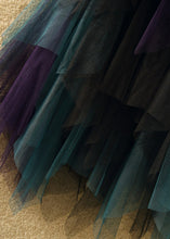 Load image into Gallery viewer, Chic Blue Asymmetrical Elastic Waist Patchwork Tulle Skirts Summer