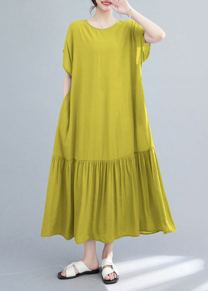 Chic Blue Oversized Patchwork Wrinkled Cotton Robe Dresses Summer