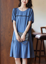 Load image into Gallery viewer, Chic Blue Patchwork Rivet Holiday Long Dress Summer