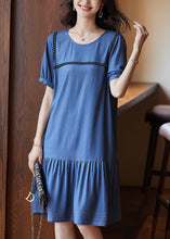 Load image into Gallery viewer, Chic Blue Patchwork Rivet Holiday Long Dress Summer