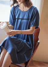 Load image into Gallery viewer, Chic Blue Patchwork Rivet Holiday Long Dress Summer
