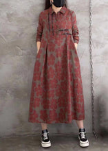 Load image into Gallery viewer, Chic Blue Peter Pan Collar Print Wrinkled Button Long Shirts Dress Spring