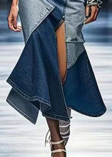 Load image into Gallery viewer, Chic Blue Side Open Patchwork Denim Skirt Summer