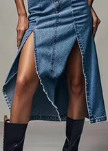 Load image into Gallery viewer, Chic Blue Zippered Side Open High Waist Denim Skirt Summer