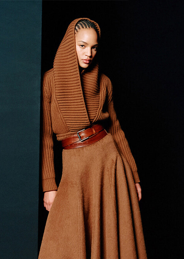 Chic Caramel V Neck Knit Cardigans Fall