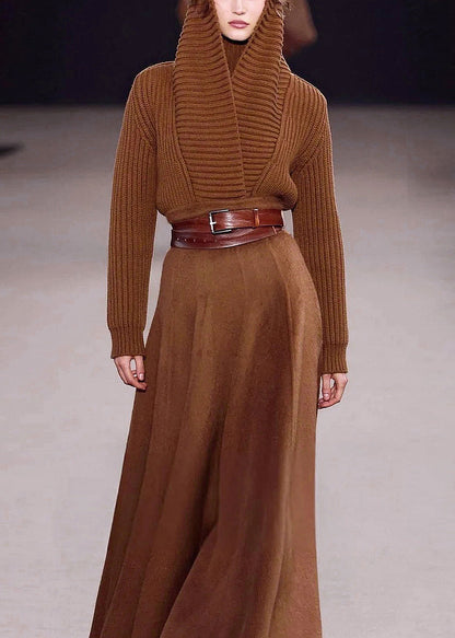 Chic Caramel V Neck Knit Cardigans Fall