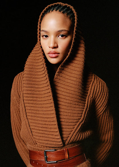 Chic Caramel V Neck Knit Cardigans Fall