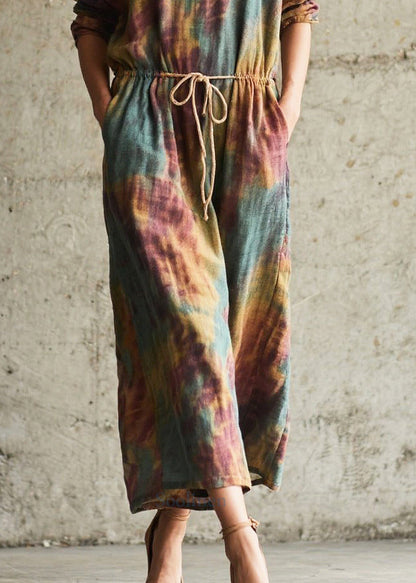 Chic Cinched Tie Dye Cotton Holiday Dress Fall