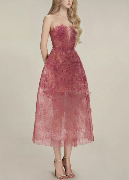 Chic Cold Shoulder Sequins High Waist Lace Long Dress Sleeveless