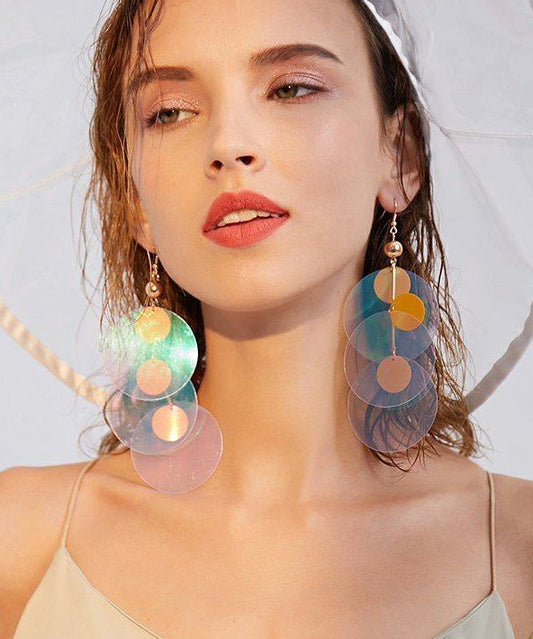 Chic Color Sequins Exaggeration Alloy Long Drop Earrings